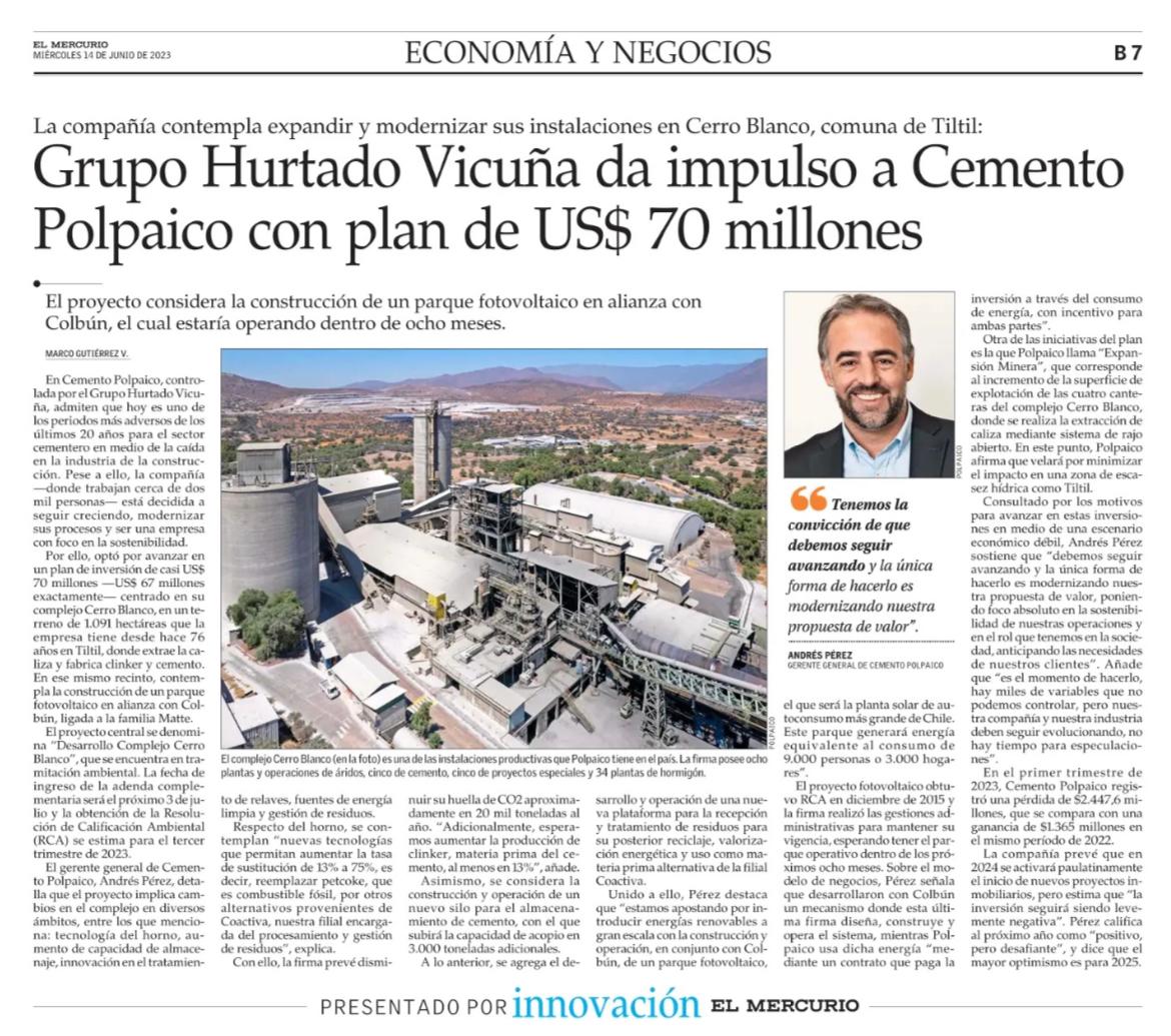 Revisa la nota completa de El Mercurio a nuestro gerente general Andrés Pérez Algarra